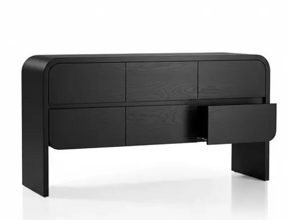 وحدة أدراج تسريحة خشبية كورتني بستة أدراج وحواف منحنية