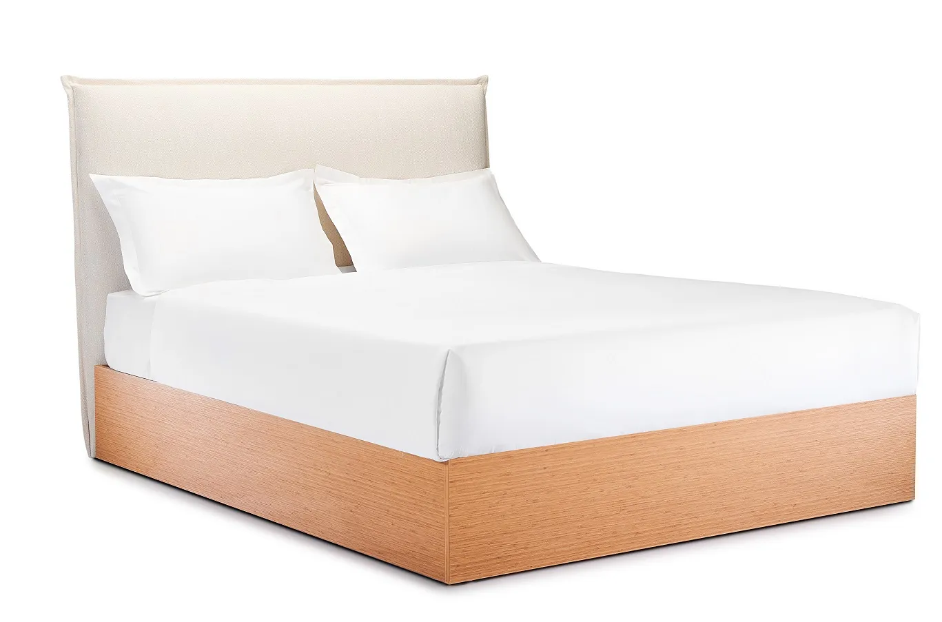 سرير بترا بلوح رأسي منجد وهيكل خشبي